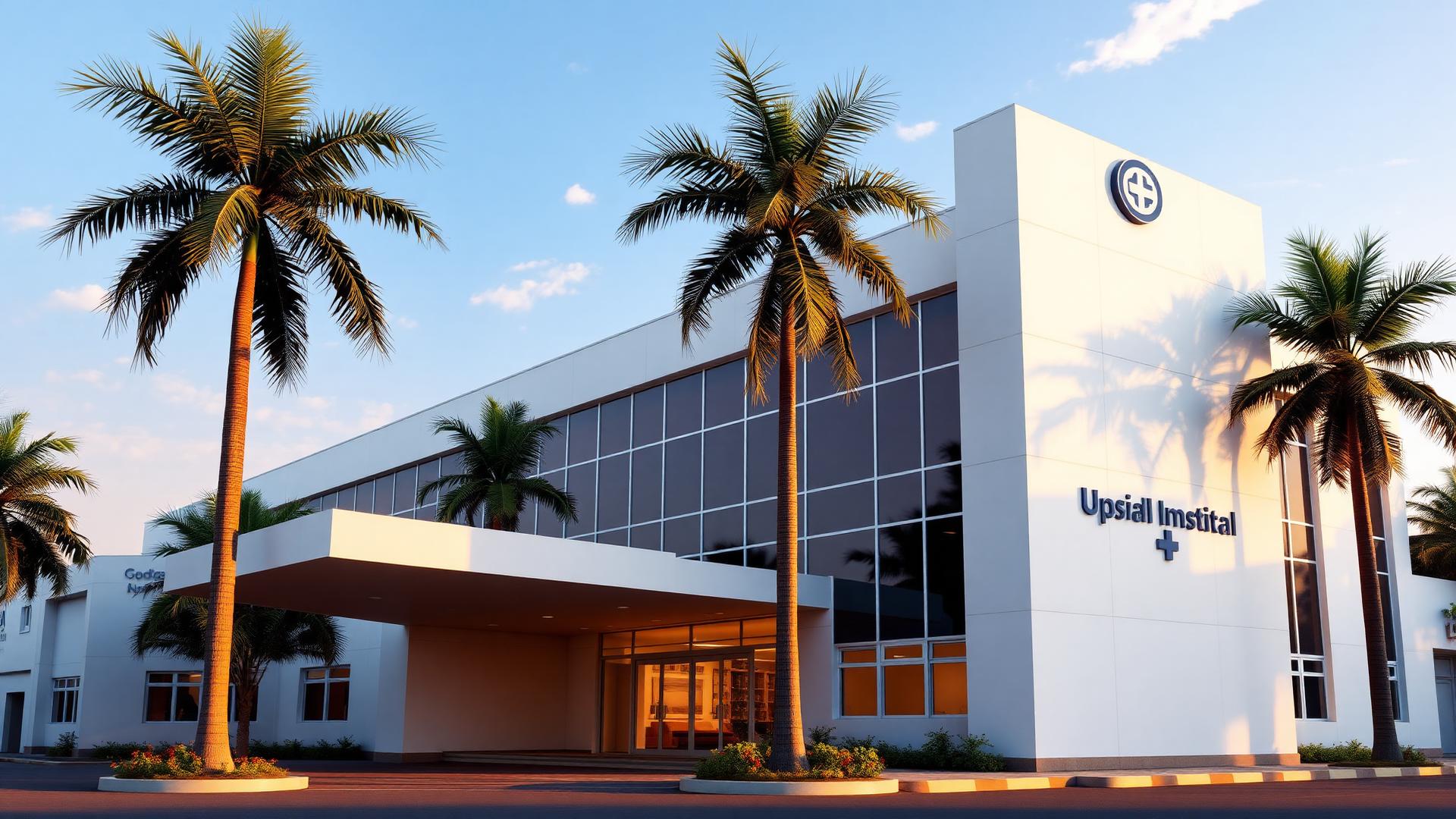 Mombasa Breeze Hospital exterior at golden hour